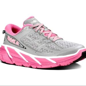Womens HOKA One One Clifton 2 Pink/Gray Running Shoes Size 9